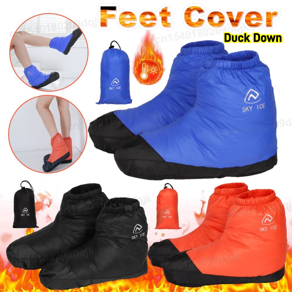 Ultralight Sleeping Bag - รองเท้าบูทขนเป็ดน้ำหนักเบาพิเศษ ปลอกหุ้มรองเท้าสำหรับกิจกรรมกลางแจ้ง รองเท้าแตะสำหรับเต็นท์ ถุงเท้าสำหรับฤดูหนาวในถุงนอน ขนเป็ดขาว 90%