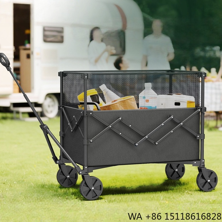 Outdoor Camping Folding Table - โครงเหล็กแข็งแรงทนทาน ป้องกันสนิม พับเก็บได้ ระบายอากาศดี ใช้งานได้หลากหลาย รถเข็นอเนกประสงค์ขนาดใหญ่