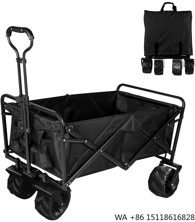 Outdoor Camping Folding Table - รถเข็นพับได้ขนาดใหญ่ ล้อใหญ่ รับน้ำหนักมาก พร้อมเบรก พกพาสะดวก สำหรับงานหนัก