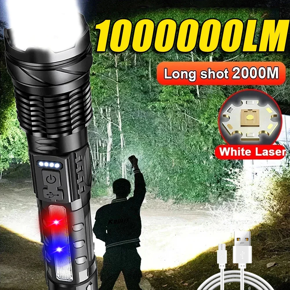 Outdoor Camping And Fishing - ไฟฉาย LED อันทรงพลัง ไฟแคมป์ปิ้งแบบชาร์จไฟได้พร้อมไฟด้านข้าง ไฟฉายระยะไกลที่สว่างเป็นพิเศษสำหรับการเดินป่าตกปลากลางแจ้ง