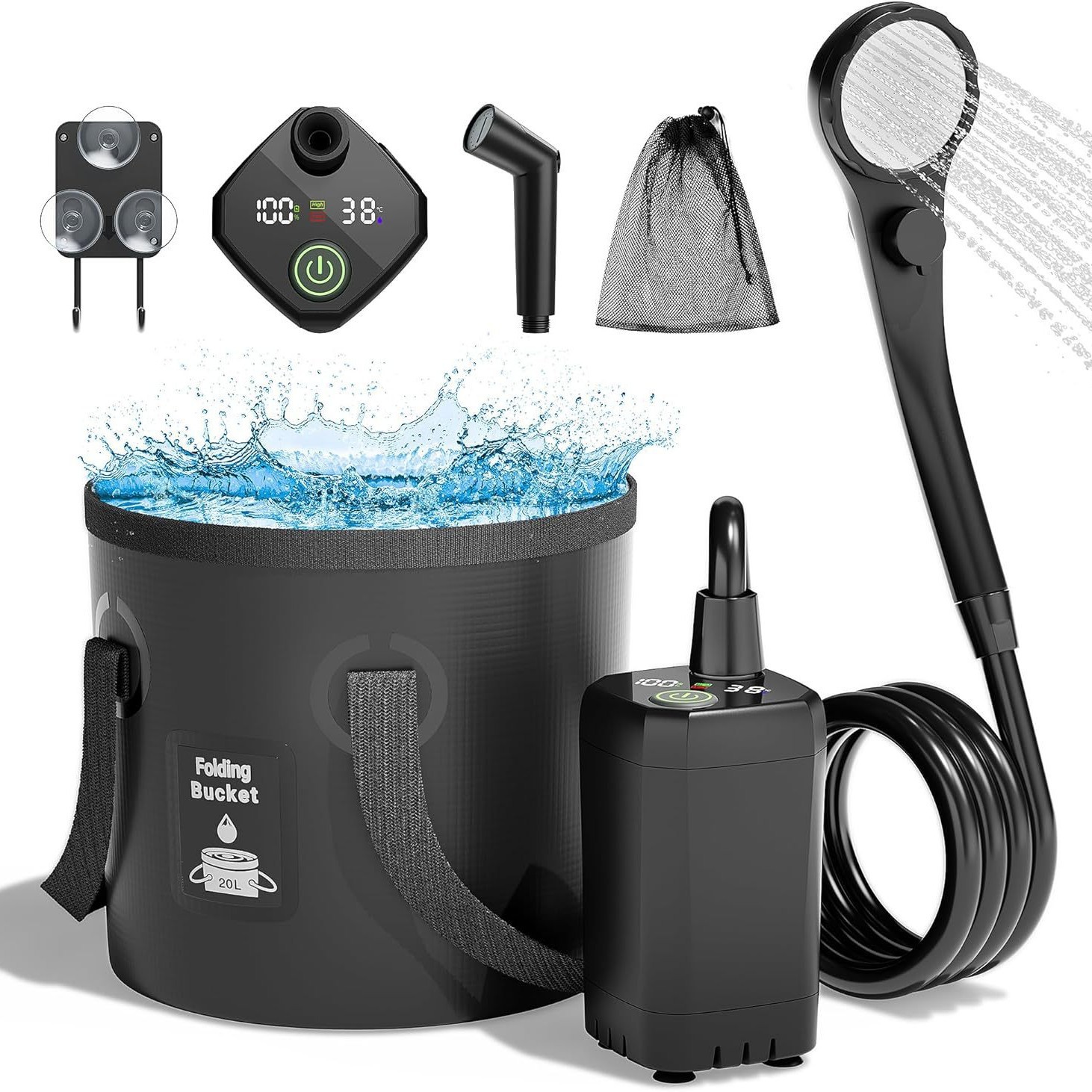 Outdoor Camping Showers - ฝักบัวไฟฟ้าแบบพกพา ใช้งานกลางแจ้งได้ ง่ายต่อการใช้งาน เหมาะสำหรับบ้าน หอพัก ชนบท