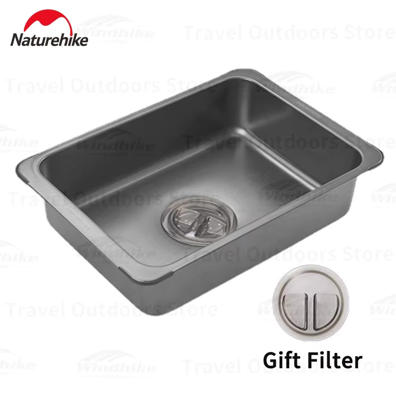 Outdoor Camping Kitchen With Sink - เนเจอร์ไฮค์อ่างล้างจานสแตนเลส อ่างล้างจานสำหรับทำอาหารกลางแจ้ง อ่างล้างหน้าสำหรับตั้งแคมป์ อุปกรณ์ครัวอเนกประสงค์ อุปกรณ์ตั้งแคมป์