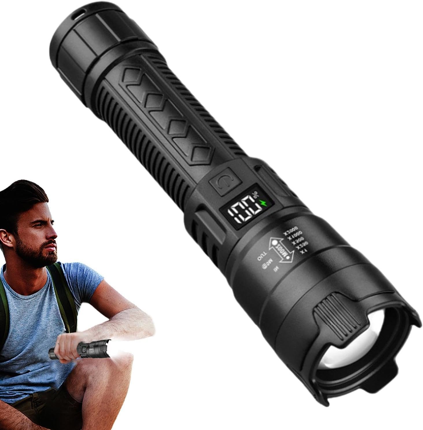 Outdoor Camping And Fishing - ไฟฉาย LED ยุทธวิธี 2000LM ชาร์จผ่าน USB