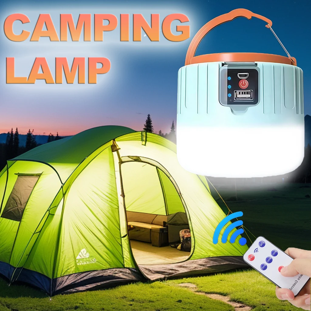Outdoor Camping And Fishing - โคมไฟตั้งแคมป์พลังงานแสงอาทิตย์แบบชาร์จไฟได้ LED แบบพกพาพร้อมรีโมท, ไฟฉายพาวเวอร์แบงค์ โคมไฟฉุกเฉินกลางแจ้งสำหรับตกปลา บาร์บีคิว