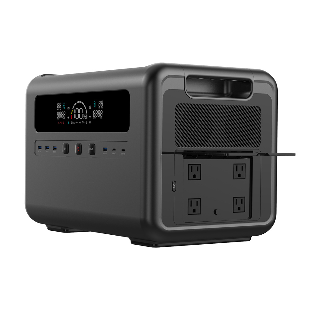 Portable Power Station - เครื่องกำเนิดพลังงานแสงอาทิตย์ 2400W, สถานีพลังงานแบบพกพาความจุขนาดใหญ่สำหรับสำรองไฟบ้าน ตั้งแคมป์กลางแจ้ง และกรณีฉุกเฉิน
