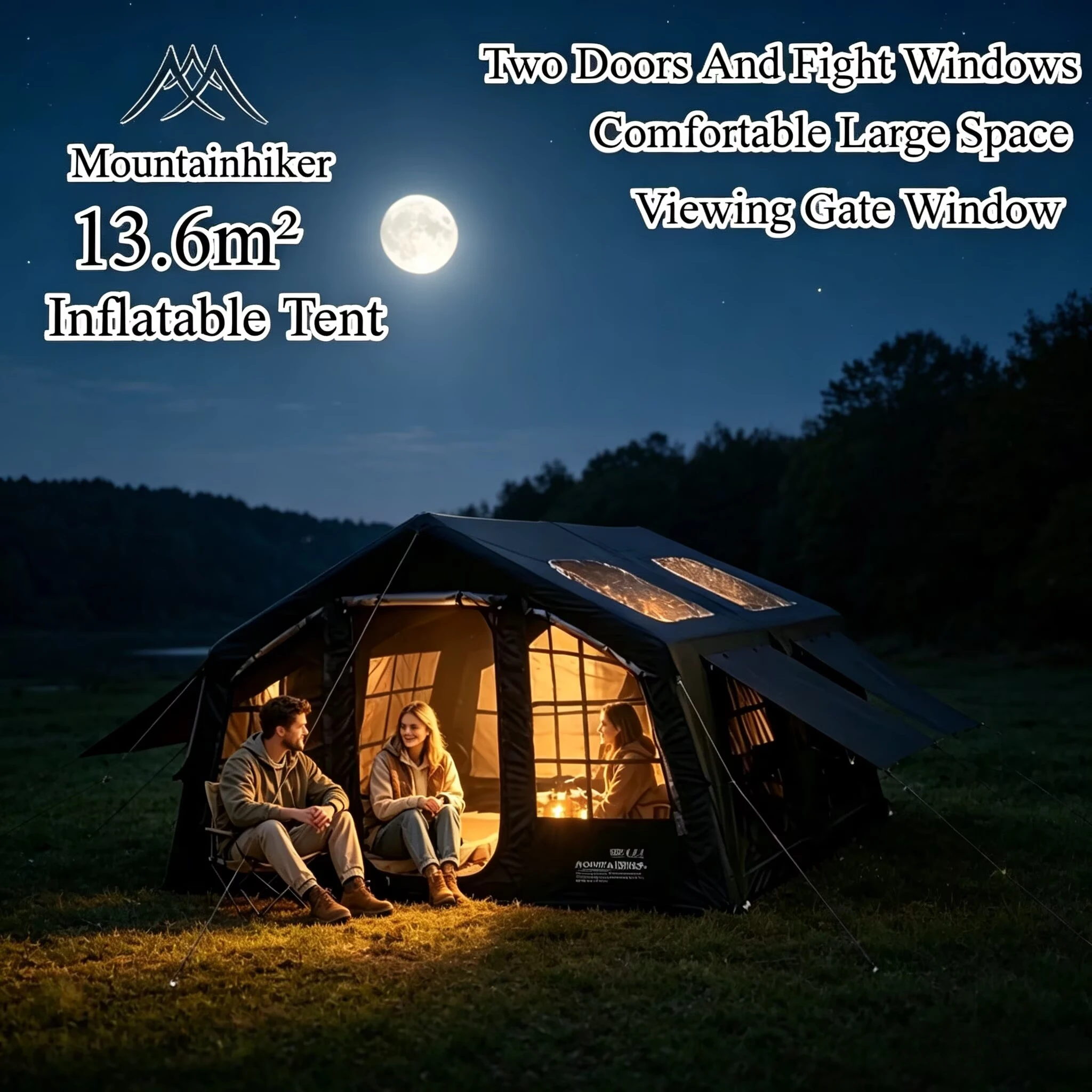Outdoor Camping House - เต็นท์ตั้งแคมป์แบบพองลมสำหรับ 4-8 คน ยี่ห้อ Mountainhiker พร้อมหน้าต่าง