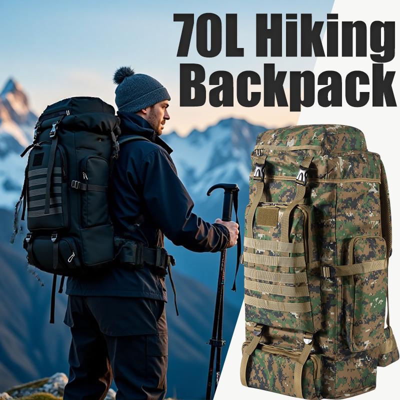 Outdoor Camping Backpack - กระเป๋าเป้เดินป่าแบบมืออาชีพขนาด 70 ลิตร ความจุขนาดใหญ่ ออกแบบตามหลักสรีรศาสตร์ รองรับน้ำหนักได้ดี