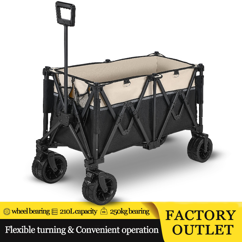 Outdoor Camping Folding Table - รถเข็นแบบพับได้ขนาดใหญ่พิเศษ ความจุ 260 ลิตร ล้อใหญ่สำหรับทุกพื้นผิว เหมาะสำหรับการตั้งแคมป์