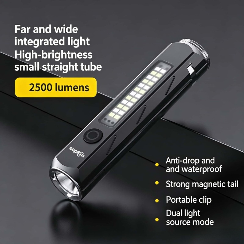 Outdoor Camping And Fishing - ไฟฉาย LED แสงแรงสูง ชาร์จแบบ Type-C ไฟทำงานพกพาขนาดเล็ก