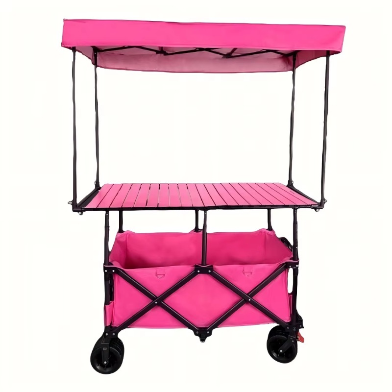 Outdoor Camping Folding Table - รถเข็นโต๊ะเหล็กพับได้สำหรับแผงลอยขายของ หลากสี ใช้สำหรับปิกนิก แคมป์ปิ้งกลางแจ้ง พกพาสะดวก