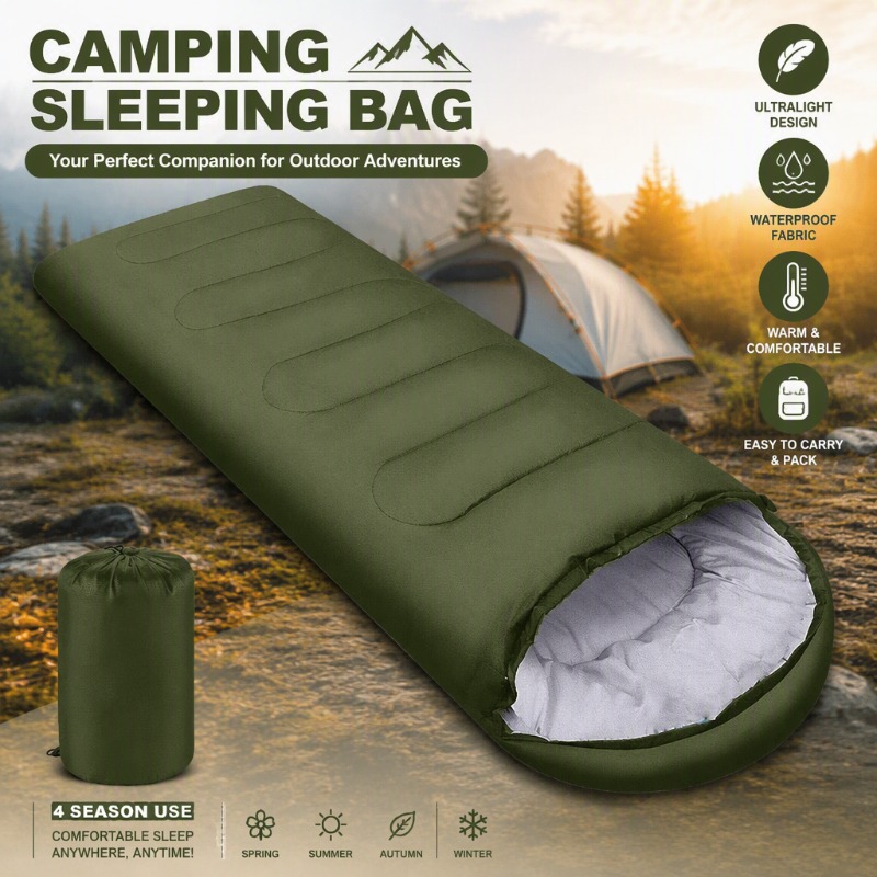Ultralight Sleeping Bag - ถุงนอนกันน้ำน้ำหนักเบาพิเศษสำหรับทุกฤดูกาล 1 ชิ้น ถุงนอนแบบซองอุ่นสำหรับการเดินป่า ท่องเที่ยวกลางแจ้ง