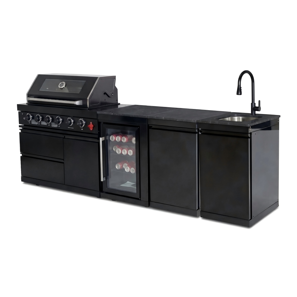 Outdoor Camping Kitchen With Sink - ครัวกลางแจ้งแบบโมดูลาร์คุณภาพพรีเมียม สเตนเลสสตีลสีดำ พร้อมเตาบาร์บีคิวและอ่างล้างจาน