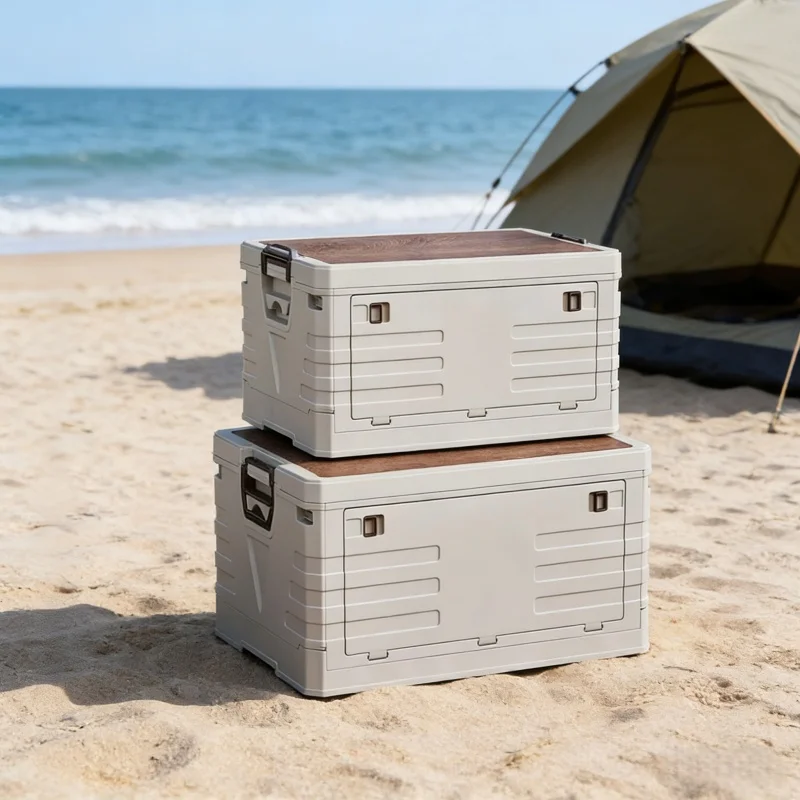 Outdoor Camping Storage Box - กล่องเก็บของในรถยนต์ กล่องเก็บของพับได้สำหรับตั้งแคมป์กลางแจ้ง ความจุขนาดใหญ่ พร้อมฝาปิด สำหรับเก็บของเล่น หนังสือ