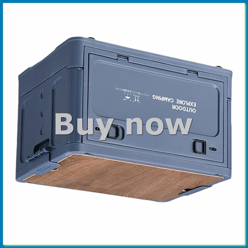 Outdoor Camping Folding Table - กล่องเก็บของพับได้สำหรับตั้งแคมป์กลางแจ้ง กล่องเก็บของในรถยนต์ อุปกรณ์แคมป์ปิ้งสำหรับการเดินทางกลางแจ้ง สีฟ้า, S-ABHG