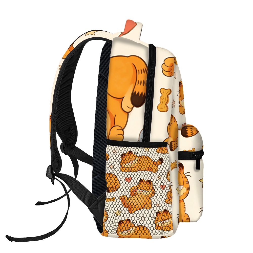 Outdoor Camping Backpack - กระเป๋าเป้การ์ฟิลด์ตลกขี้เกียจ พิมพ์ลายดาวหัวใจ กระเป๋านักเรียนลายการ์ตูนน่ารัก สำหรับปิกนิก แคมป์ปิ้ง ท่องเที่ยว