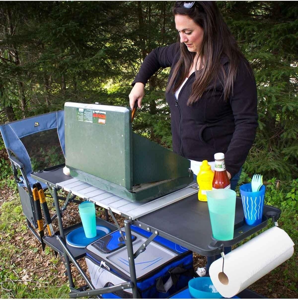 โต๊ะครัวพับได้แบบพกพาสำหรับตั้ - Outdoor Camping Folding Table บทวิจารณ์และราคา