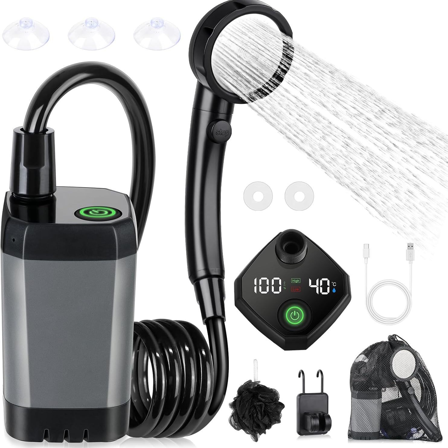 ฝักบัวไฟฟ้าแบบพกพา ใช้งานกลางแ - Outdoor Camping Showers บทวิจารณ์และราคา