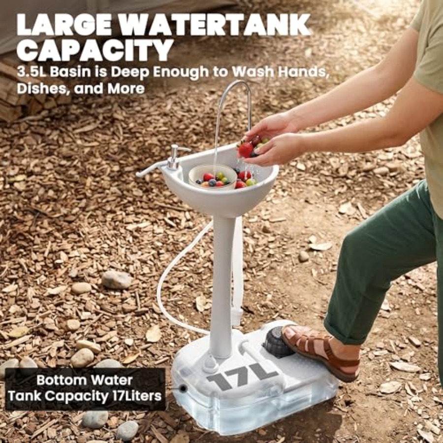 อ่างล้างมือแบบพกพาสำหรับรถบ้าน - Outdoor In Camping บทวิจารณ์และราคา
