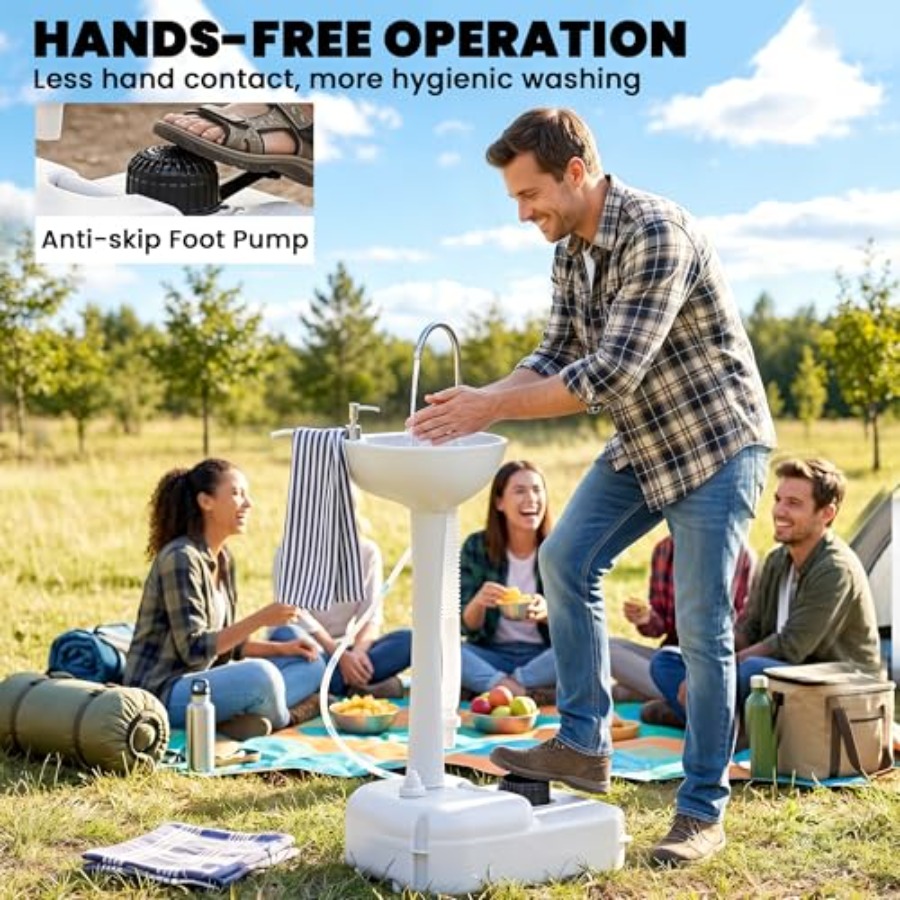 อ่างล้างมือแบบพกพาสำหรับรถบ้าน - Outdoor In Camping บทวิจารณ์และราคา