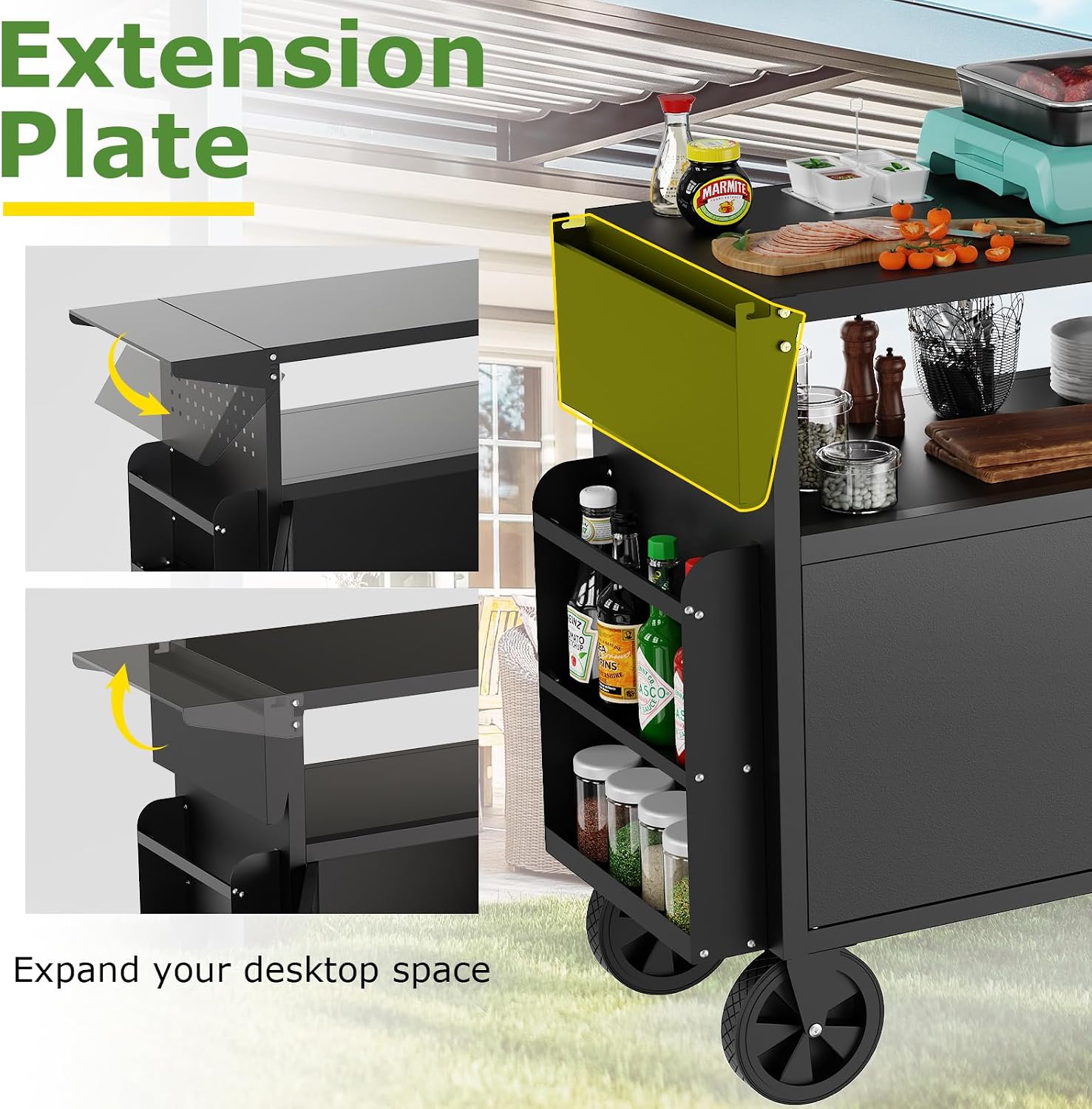 รถเข็นปิ้งย่างกลางแจ้งพร้อมโต๊ - Outdoor Camping Folding Table บทวิจารณ์และราคา