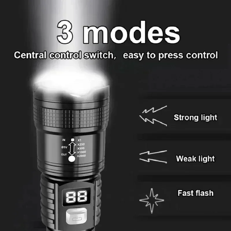 ไฟฉาย LED แบบชาร์จไฟได้ 100000 - Outdoor Camping And Fishing บทวิจารณ์และราคา