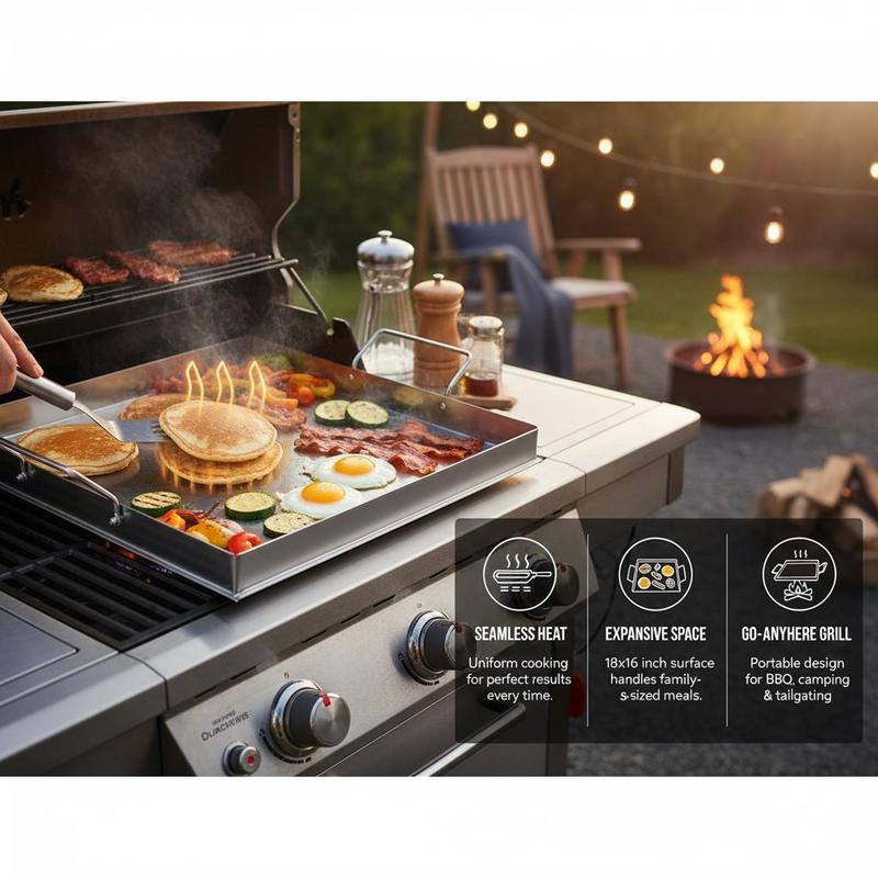 เตาปิ้งย่างแบบแบนขนาด 18x16 นิ - Kitchen Outdoor Camping บทวิจารณ์และราคา