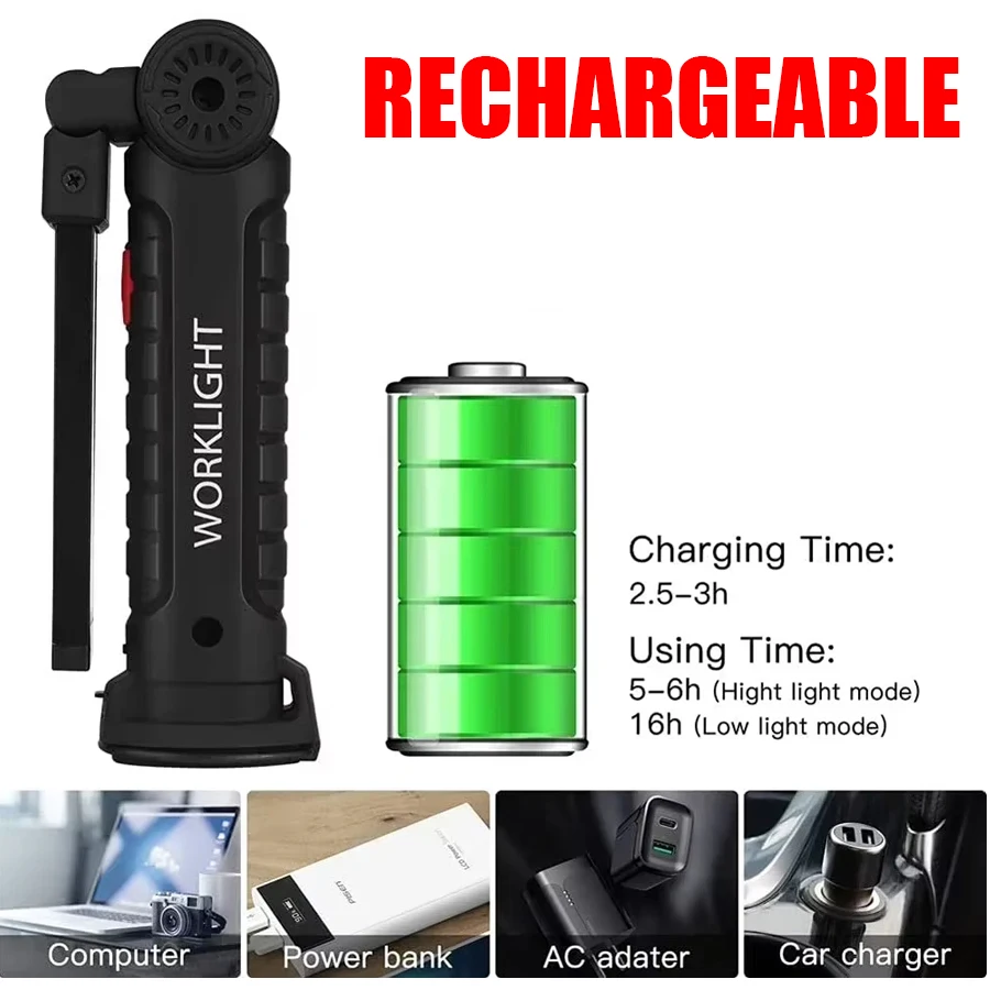 ไฟฉายแม่เหล็กแบบชาร์จไฟได้แบบพ - Outdoor Camping And Fishing บทวิจารณ์และราคา