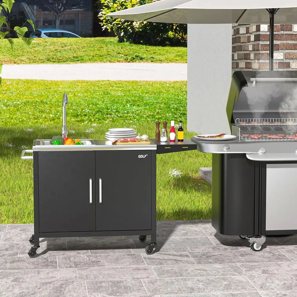 เกาะครัวกลางแจ้งพร้อมอ่างล้างจ - Outdoor Camping Kitchen With Sink บทวิจารณ์และราคา