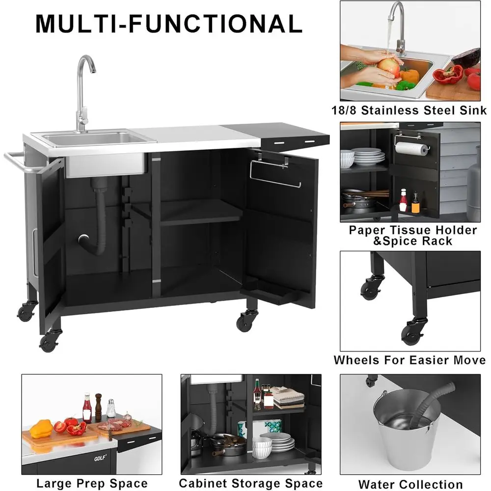 เกาะครัวกลางแจ้งพร้อมอ่างล้างจ - Outdoor Camping Kitchen With Sink บทวิจารณ์และราคา