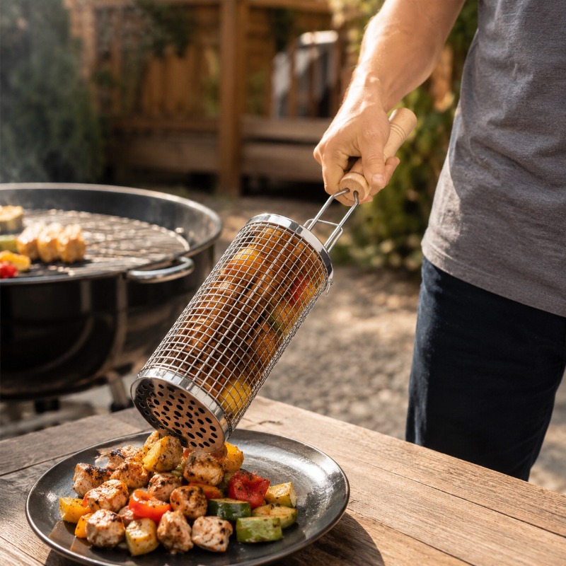 ชุดตะกร้าย่างบาร์บีคิวทรงกลม ส - Outdoor Camping Cooking Set บทวิจารณ์และราคา