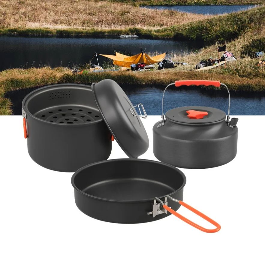 ชุดหม้อนึ่งหม้ออาหารสำหรับตั้ง - Outdoor Camping Cooking Set บทวิจารณ์และราคา