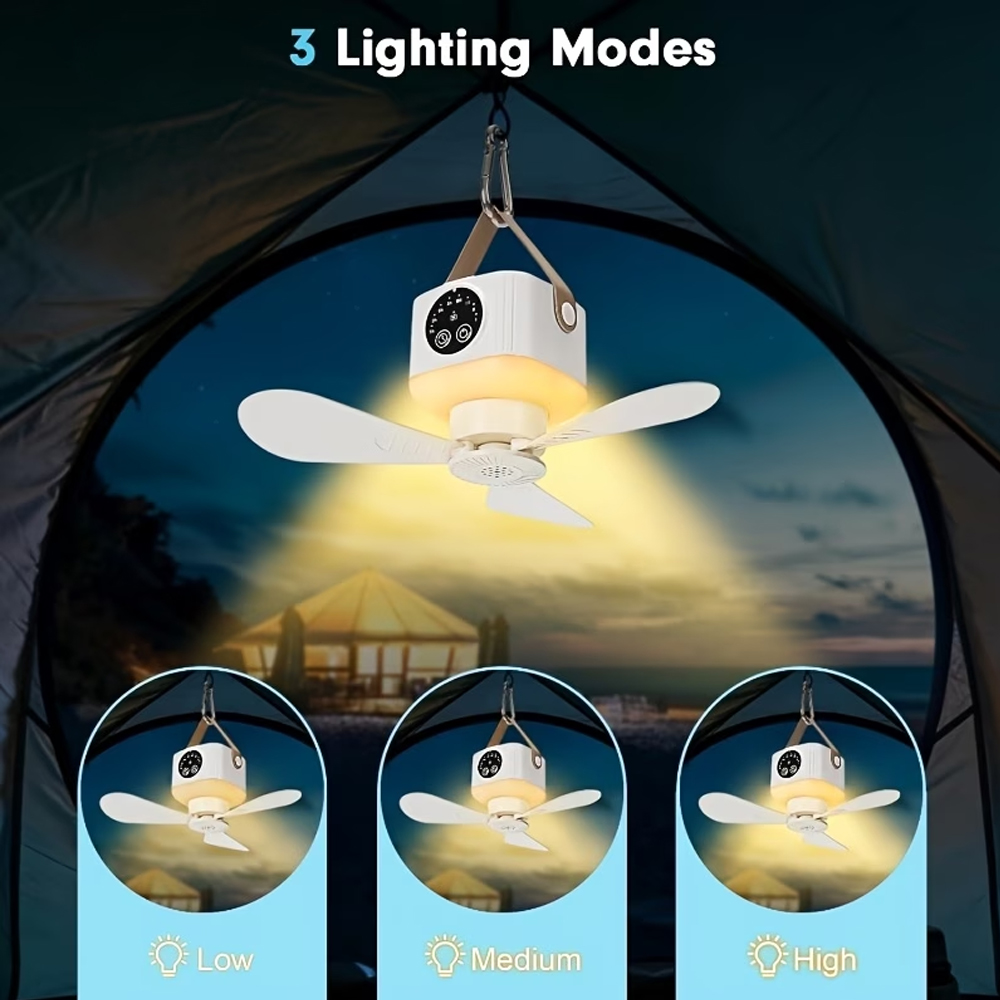 พัดลมเพดานแบบพกพาพร้อมไฟ 3600/ - Outdoor Camping House บทวิจารณ์และราคา