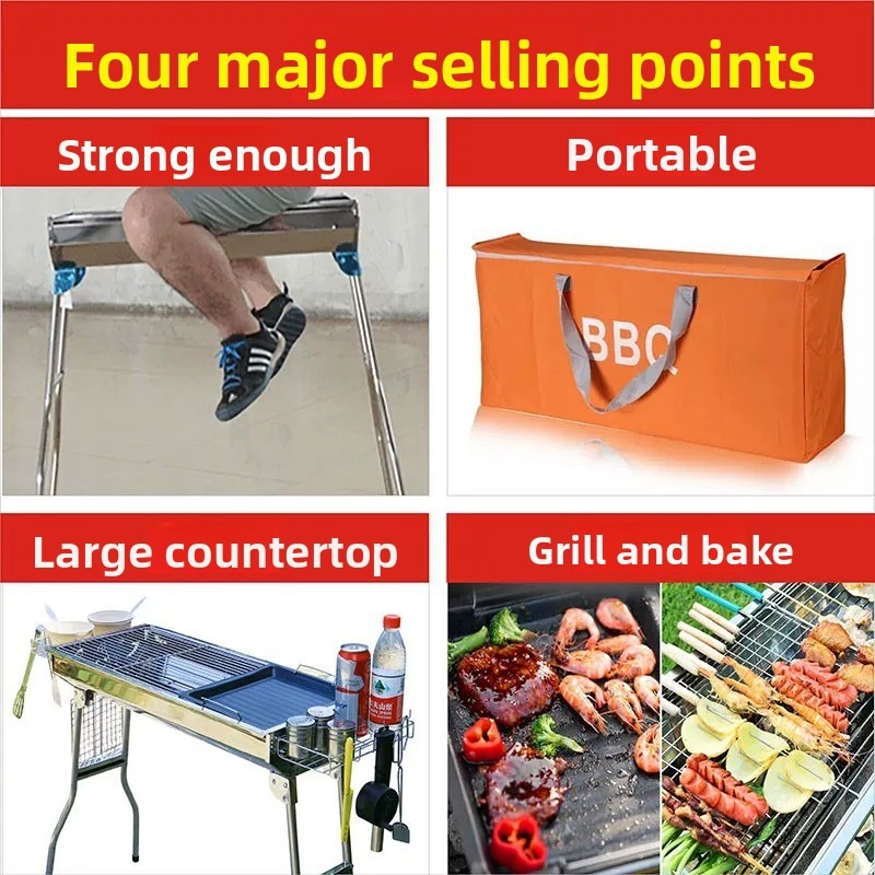 เตาย่างบาร์บีคิวถ่านแบบพับได้ข - Outdoor Camping Cooking Set บทวิจารณ์และราคา