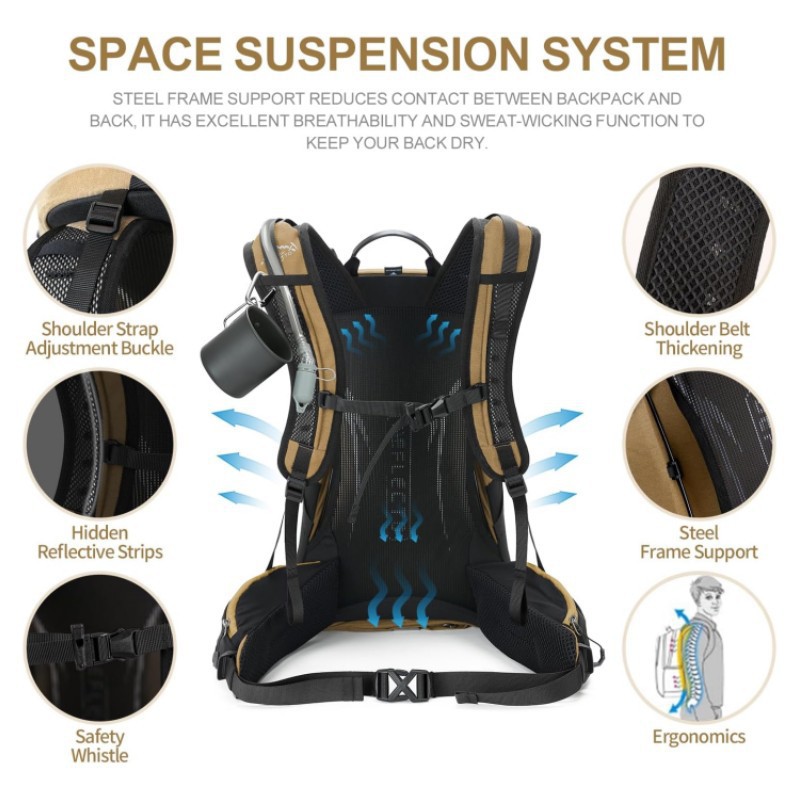 กระเป๋าเป้เดินป่าขนาดใหญ่ กันน - Outdoor Camping Backpack บทวิจารณ์และราคา