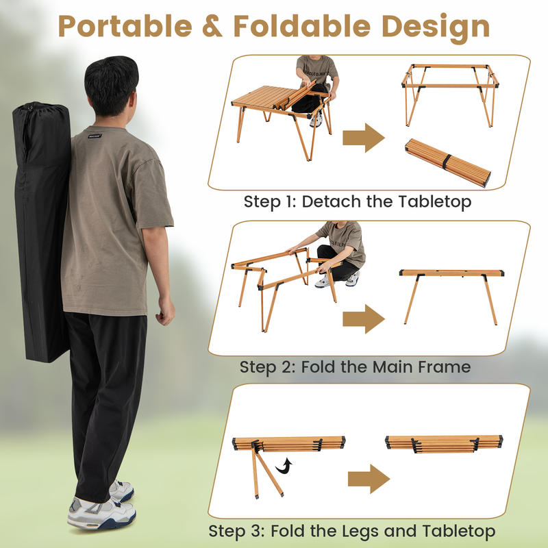 โต๊ะปิกนิกพับได้ขนาด 93 x 70 ซ - Outdoor Camping Folding Table บทวิจารณ์และราคา